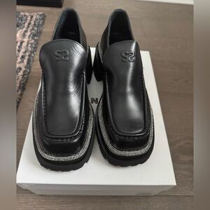 Sandro Black Loafers with Silver Accents
